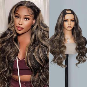 Recool Hair U Part Highlight Balayage/Brown Wig Human Hair Body Wave/Straight Wig 180% Density Colored Wigs for Women Real Scalp Beginner Friendly Elastic Drawstring#DealsForYouDays