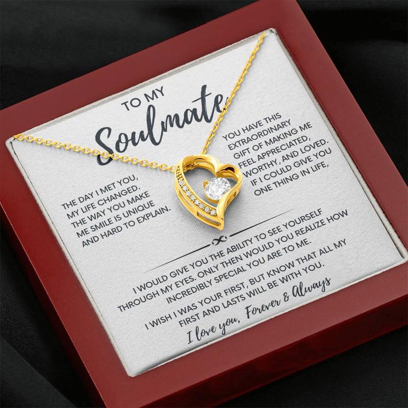 Forever Love Necklace - To My Soulmate Gift, Love Heart Necklace, Birthday Gift For Girlfriend, Soul Mate, Love Partner, Anniversary Gift, Adjustable Chain Length 18"-22" - Necklinphalt