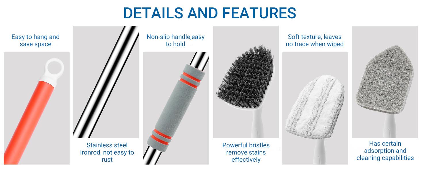 GLUMZRK 3-in-1 Floor Scrub Brush with 52-in Adjustable Long Handle & 3 Detachable Brush Heads - Cleaning Tools for Long Reach Multi-Surface Clean in Bathroom, Kitchen GLUMZRK 3-in-1 Floor Scrub Brush with 52-in Adjustable Long Handle & 3 Detachable Brush Heads - Cleaning Tools for Long Reach Multi-Surface Clean in Bathroom, Kitchen