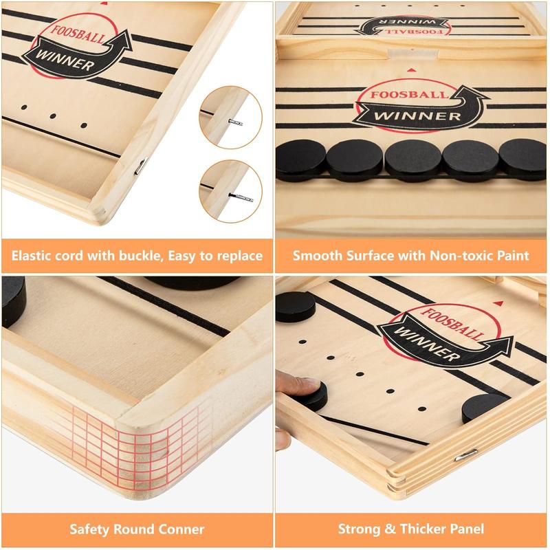 Fast Sling Puck Game - Test Your Speed and Accuracy with This Fast-Paced Wooden Air Hockey Board Game - Guaranteed Fun for Family Night or Friends Party