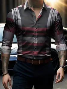 Men's Long Sleeve Casual Shirt, Fashion Simple Design, Perfect for Dating & Social Events, Ideal for Spring Summer Autumn Seasons Cs215