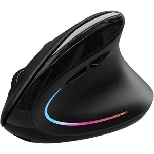 Ergonomic Mouse, Wireless Bluetooth Rechargeable Vertical Mouse, 7 Color LED, 4 DPI Adjustable, USB-A, Wrist Strain Relief,Optical Mice for Computer/PC/Laptop, Black (Black)