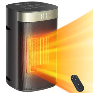 Space Heater 1500W, Fast Heating & Energy Saving Portable Electric Heater with Remote for Indoor Use, 5 Modes Adjustable Thermostat 24H Timer, Safe Quiet for Bedroom Office Home Use