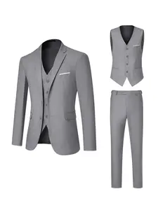 A 3-Piece Men's Suit , TweedLad A Set Of Fashionable New Hot Selling Men's Suits, Jackets, Pants, Slim Suits, Casual Boutique Business Solid Color Wedding Dresses,Traditional Formal Business Prom Casual Suit