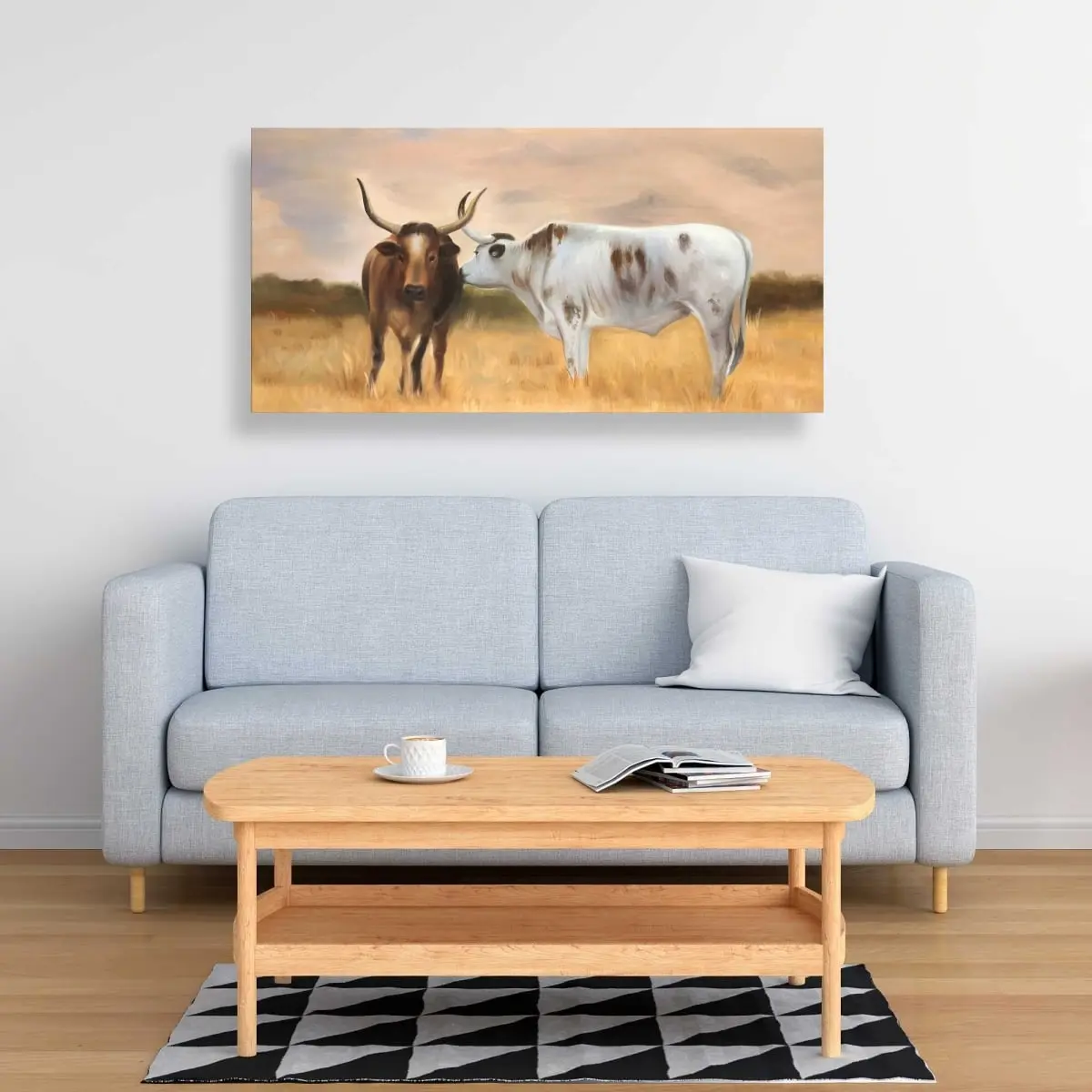 212 MAIN High-Detail Nguni Herd Cow Western Wall Print (24x48 in.) - Custom-Printed Tribal Farm-Themed Cow Wall Art, Artistic Nature Decor for Home Room Display Gift, Cow Wall Arts, Tribal Wall Arts