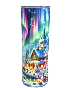 Santa Village - 20oz oz 20 oz. 20oz. - Skinny Straight Sublimation Tumbler - Amy's Tumbler Junkies - Your Favorite Tumbler Shop!