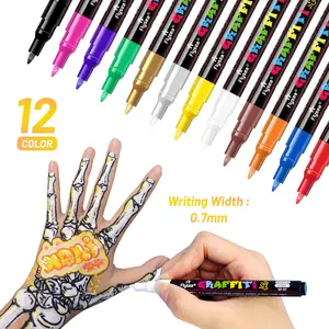 12 Pcs/18 Pcs/Set Body Paint Markers Set, Face Painting Temporary Tattoo Pens, Skin Marker Stencils for Halloween Thanksgiving Christmas Gifts, Body Makeup