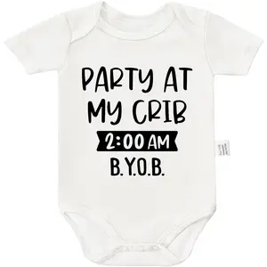 Party At My Crib, 2 AM, B.Y.O.B. Bodysuit, Newborn Coming Home From Hospital Outfit Boy Girl Baby Outfits 0-24 Month