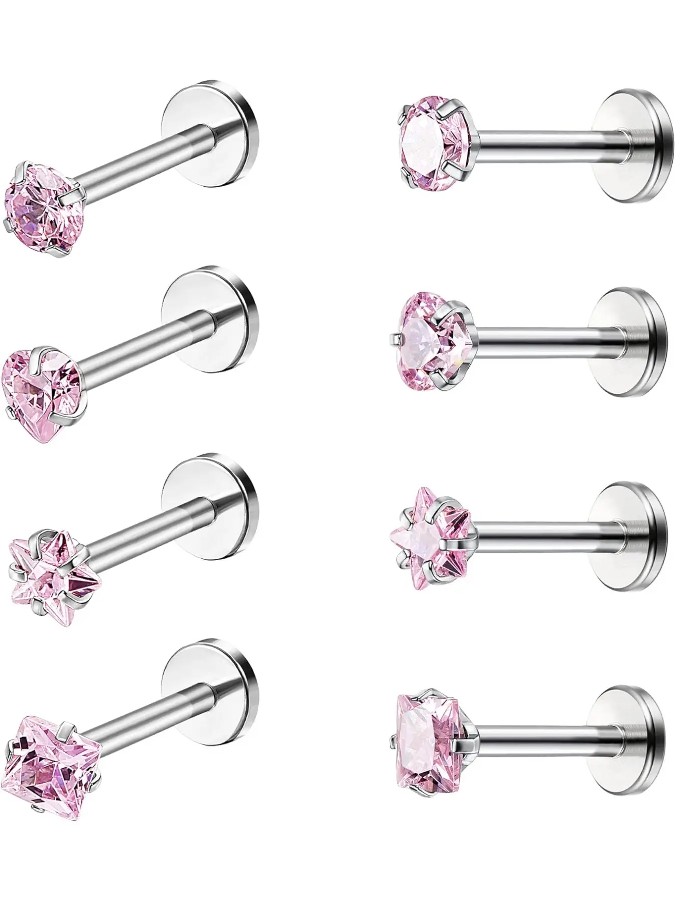 16G Internally Threaded Labret Stud Lip Rings Medusa Piercing 316L Stainless Steel CZ Internally Threaded Gems Cartilage Tragus Piercing Jewelry Body Piercing Jewelry Forward Helix Earrings Nose Piercing 6mm 8mm 10mm