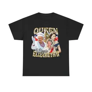 Queen Lizzie Elizabeth II T-Shirt, Vintage Royal Collage Graphic Tee, British Monarchy Tribute Shirt, UK Pride Streetwear, Classic Queen Gift for Fans