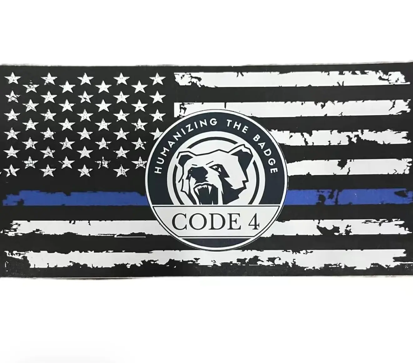 SGTO SARABIA Thin Blue Line Code 4 Flag Decal 4x6 – Law Enforcement Support Vinyl Sticker