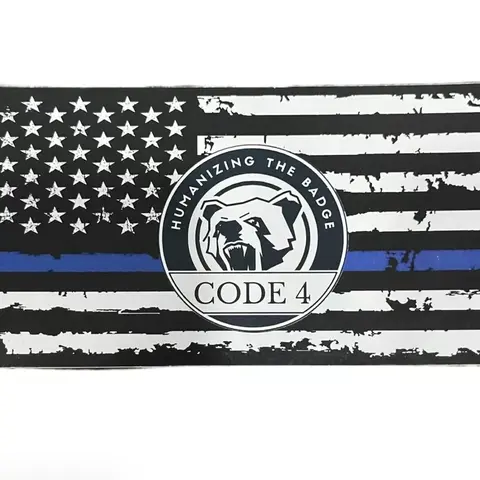 SGTO SARABIA Thin Blue Line Code 4 Flag Decal 4x6 – Law Enforcement Support Vinyl Sticker