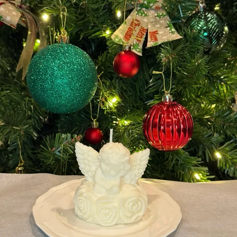 Organic Soy Candle in the Shape of an Angel for Home Decor and Aromatherapy