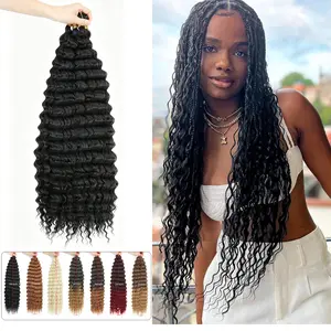 Ocean Wave Crochet Hair Deep Wave Braiding Hair 24 Inch 2 Packs Synthetic Wet and Wavy Curly Hair Extensions for Boho Braids and Protective Hairstyles,