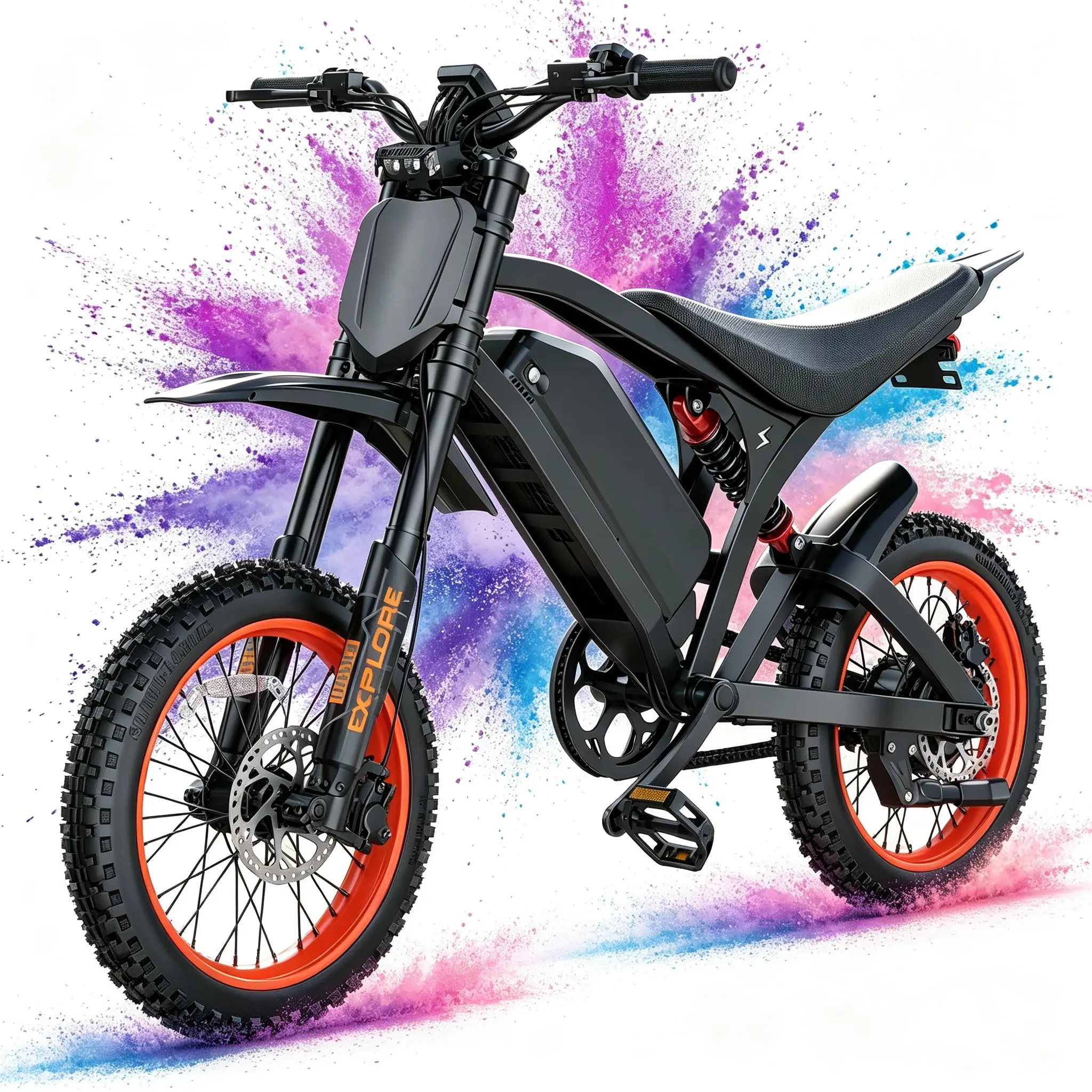1500W Off-Road Electric Bike - 48V 18Ah Battery, 20MPH Max Speed, Up to 45 Mi Range, 16-Inch Fat Tire E-Bike, Dual Suspension, Hydraulic Brakes, APP Control sohochic dirt bike