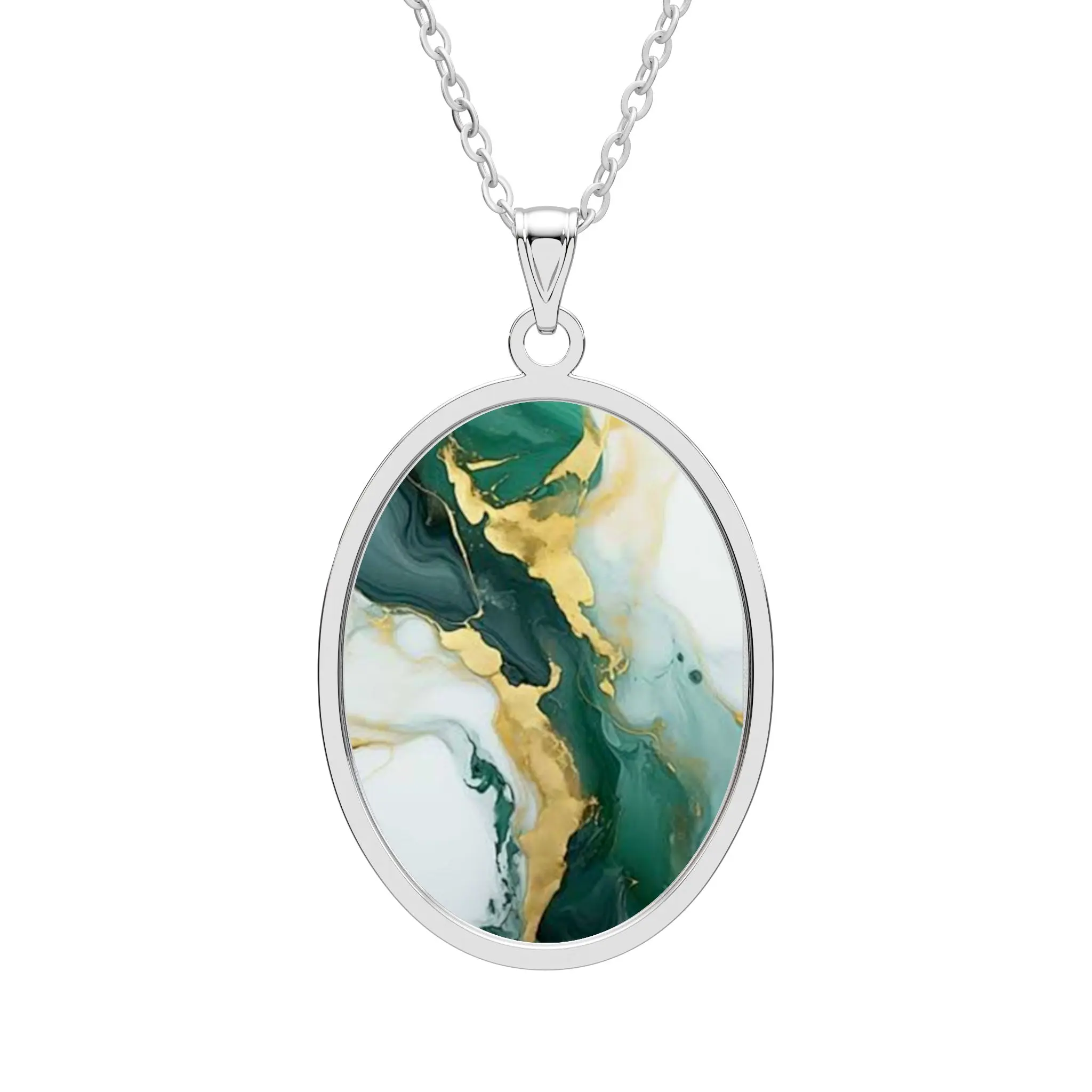 Printed Green Marble Necklace