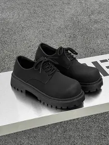 Men's Chunky Derby Shoes, Stylish Thick-Soled Fashion Sneakers for Street Dating & Student, Versatile and Trendy Footwear