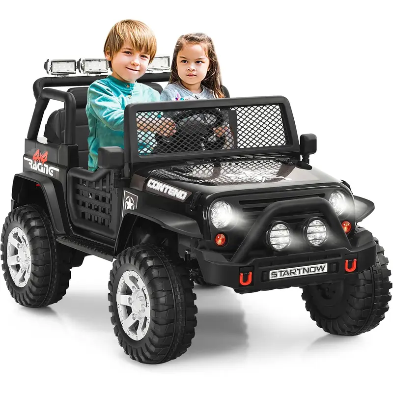 【On Sale】Costzon Ride on Car, 12V Battery Powered Truck Vehicle with Remote Control, Spring Suspension, Headlights, Music, Horn, MP3, USB & Aux Port,costst Gift Season BlackFriday Friends Giving