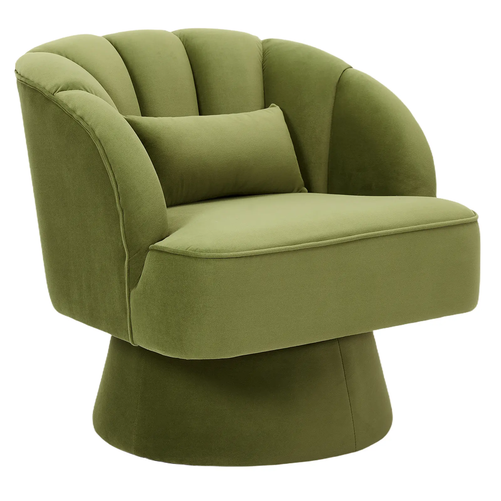 Ultra-Plush Swivel Accent Chair – 360° Barrel Lounge Chair with Cloud-Like Padding, Modern Striped Backrest & Velvet Upholstery – Cozy Round Armchair for Living Room, Bedroom, Apartment