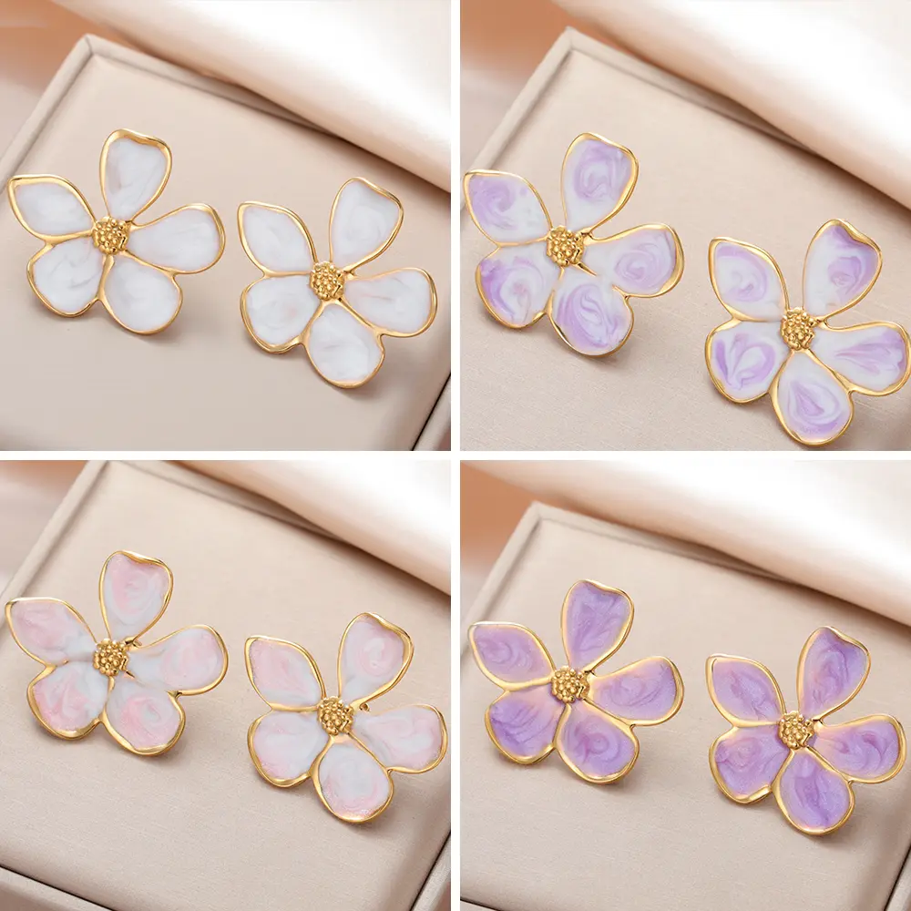 Cazador Waterproof  Flower Earrings Stainless Steel Piercing Earrings for Women Girls Trendy Jewelry Wedding Birthday Gift 2026