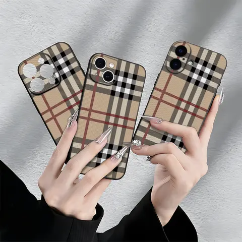 Plaid Tartan TPU Silicone Protective Casing for iPhone 17,16,15,14,13,12,11 Plus Pro Max - Shockproof, Waterproof, Skin-Friendly Cellphone Handheld Devices Accessory with Precise Cutouts