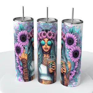 Tatted Lady 20oz Tumbler with Straw - Skinny Tumbler 20oz, Gift for Christmas, Gift for New Year, Best Gift