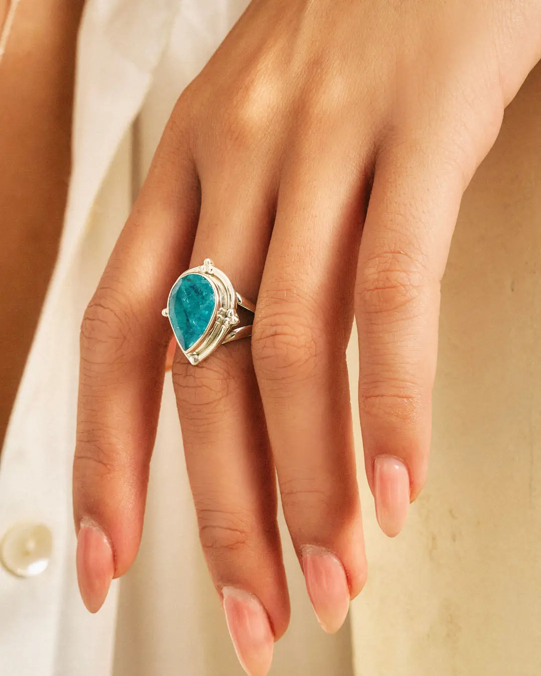 Fluorite Teardrop Ring Fluorite Teardrop Ring