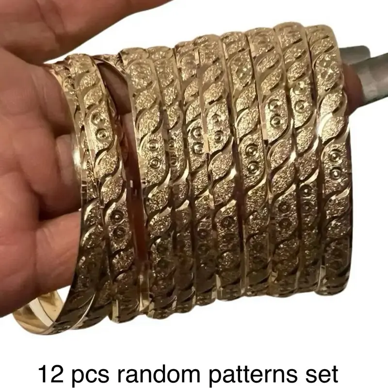 12 pcs Patterns 22 k diamonds cut Bangle Bracelets for Women Fashion Jewelry Accessories mix patterns packs 12 pcs Patterns 22 k diamonds cut Bangle Bracelets for Women Fashion Jewelry Accessories mix patterns packs