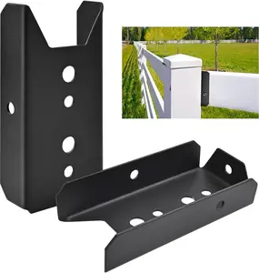 50 Pack 2x4 Brackets for Wood Rail, Black Deck Railing Brackets Connectors for 2" X 4" ( Actually 1.5" X 3.5" ) Wood Post, 20-Gauge Fence Brackets, Screws Not Included