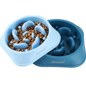 MateeyLife 2PCS Slow Feeder Dog Bowls, Anti-Choking Puzzle Food Bowls, Anti-Slip Interactive Maze Dishes for Medium Breeds to Slow Eating & Prevent Bloat, Slow Feeder Bowl