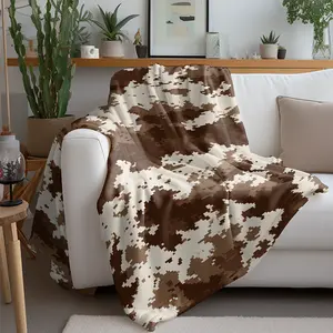 Desert Brown and White Digital Camouflage Flannel Blanket, Tactical Pixel Camo Throw Blanket, 1 Count Soft Warm Comfortable Blanket for Home, Office, Travel and Camping