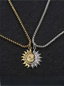 Sun and moon design asymmetrical couple necklace men and women jewelry brothers necklace gift Jewelry Gifts suitable for any scene party necklace Pendant #Fashionweek#Fallfreshness