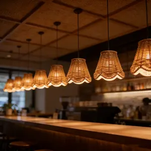 Bohemian Handwoven Lampshade, Vintage Hanging Light Fixture, Home Decor, Wall-Mounted Room Lighting, Rustic Charm, Textured Lampshade