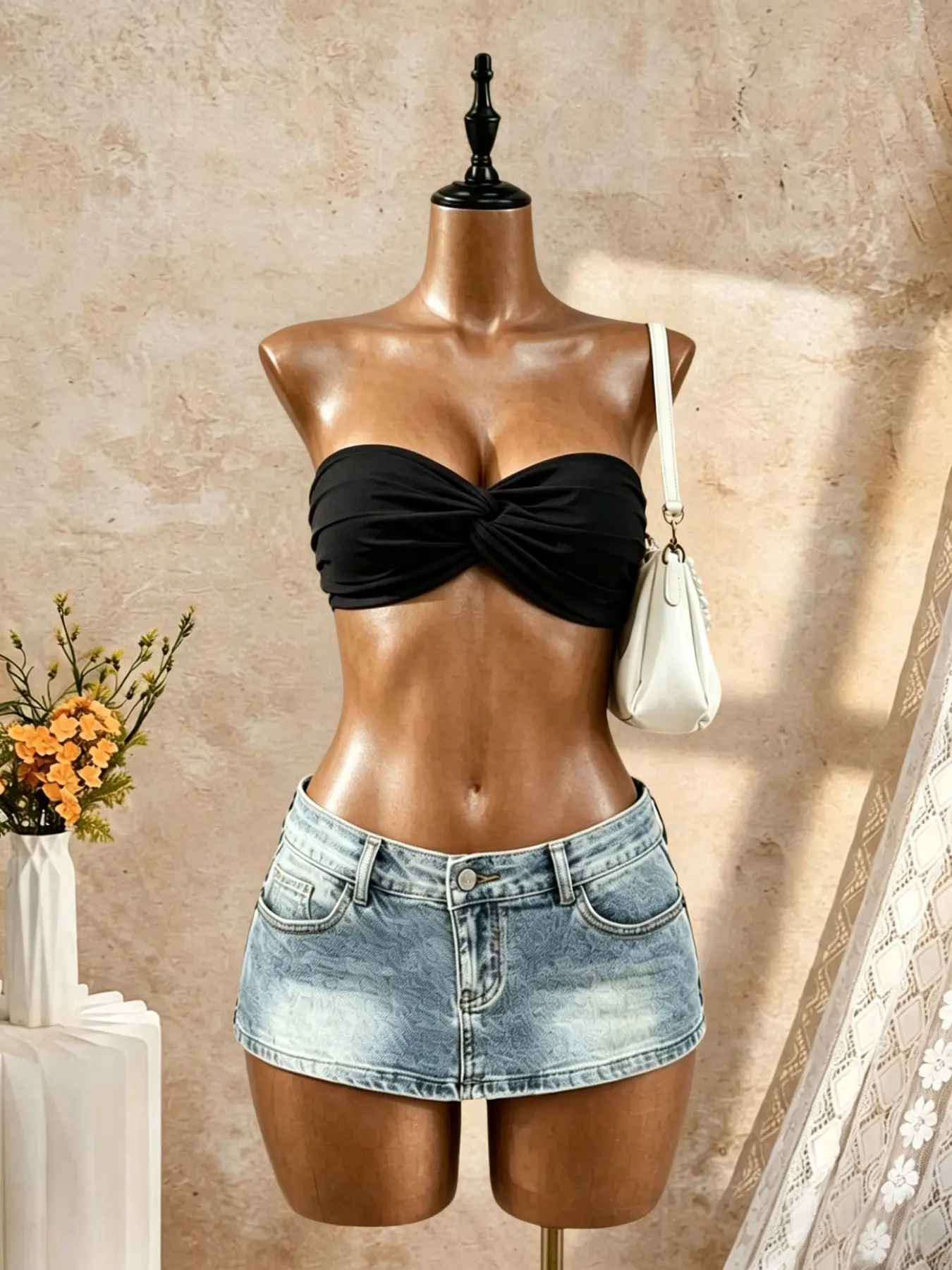 Sexy Ruched Knot Front Strapless Crop Top, Crop Cami, Solid Color Elastic Tube Top, Millennial Style Casual Summer Club Vacation Fit, Short, Casual Sleeveless Cami