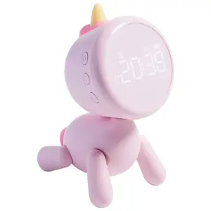 Cute led unicorn alarm clock night lamp USB rechargeable 3 T-shirts unicorn wake up light for Boys Girls Decor Adjustable
