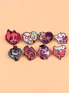 8pcs/set Anime Character Enamel Pins, Vintage Punk Brooches, Elegant Zinc Alloy Fashion Accessories, Perfect Gift for Friends and Colleagues, Drop Set Pins, Pin Included