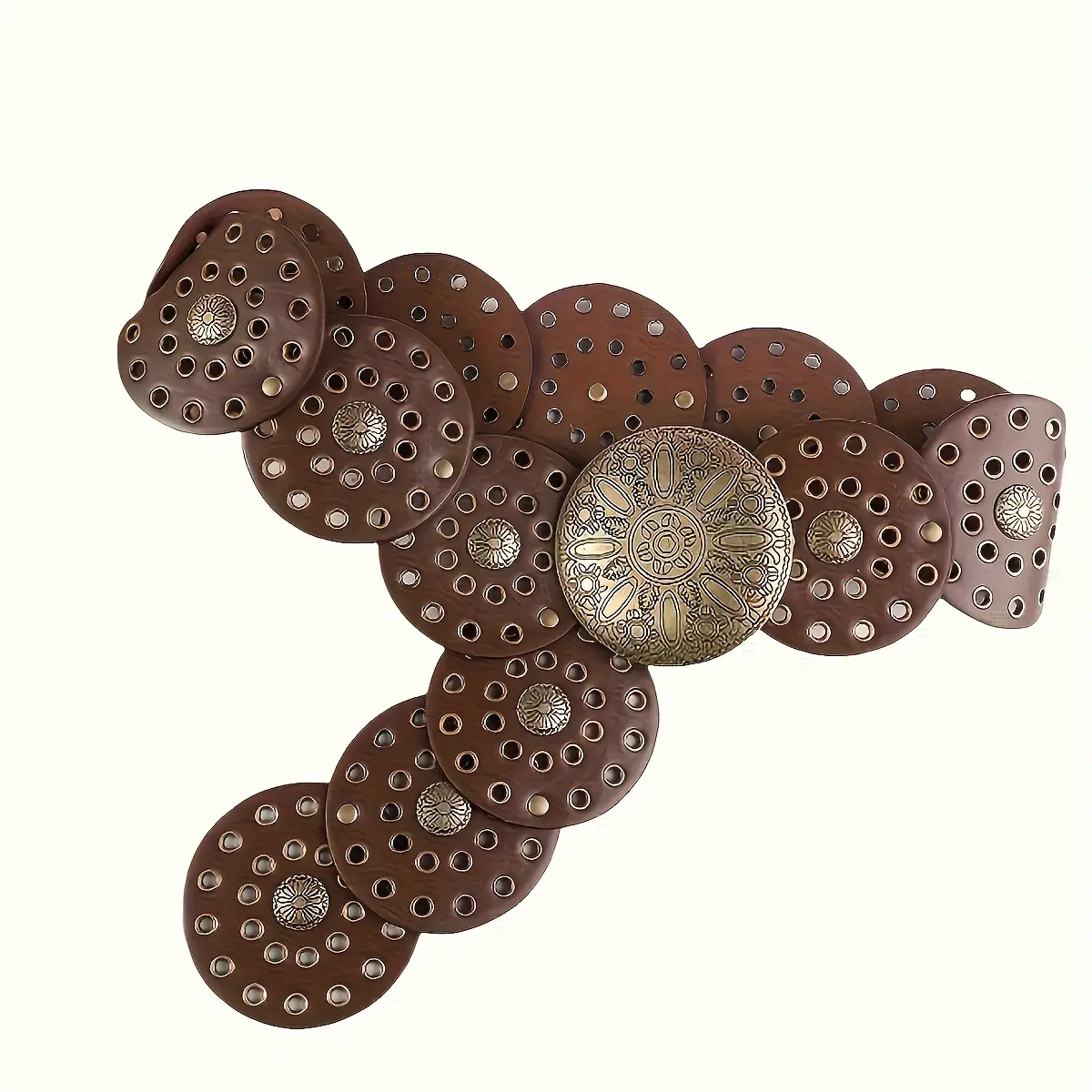 Women's Vintage Bohemian Belt with Carved Metal Buckle - Western Style Handmade Round Buckle with Hole Design, Suitable for Casual, Party, Travel - Versatile Fashion Accessory for All Seasons