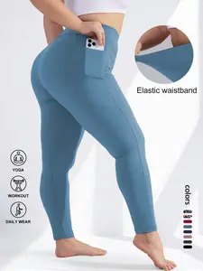 Plus Size High Waist Athletic Leggings with Pockets, Womenswear, Activewear, Sportswear, High Elastic Four-Way Stretch for All-Day Comfort, Available in Multiple Colors for Versatile Fashion