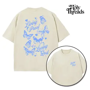 [Holy Threads] Living Proof Of A Loving God Butterfly Graphic Unisex Washed T-shirt Vintage Tee Jesus Shirt Jesus Tee Christian Merch Christian Apparel God Apparel Faith Clothing Christian Bible Shirt