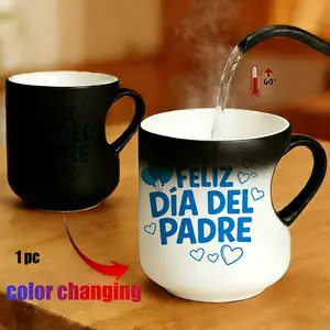Magic Color Changing Mug, Heart Handle, Thermosensitive Ceramic, 11 Oz/330 Ml, Perfect Gift for Father's Day, Mother's Day, Friends, Lovers