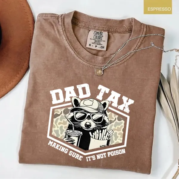 Comfort Colors Dad Tax Raccoon T-Shirt, Funny Fast Food Graphic Tee, Cool Dad Humor Shirt for Fathers Day