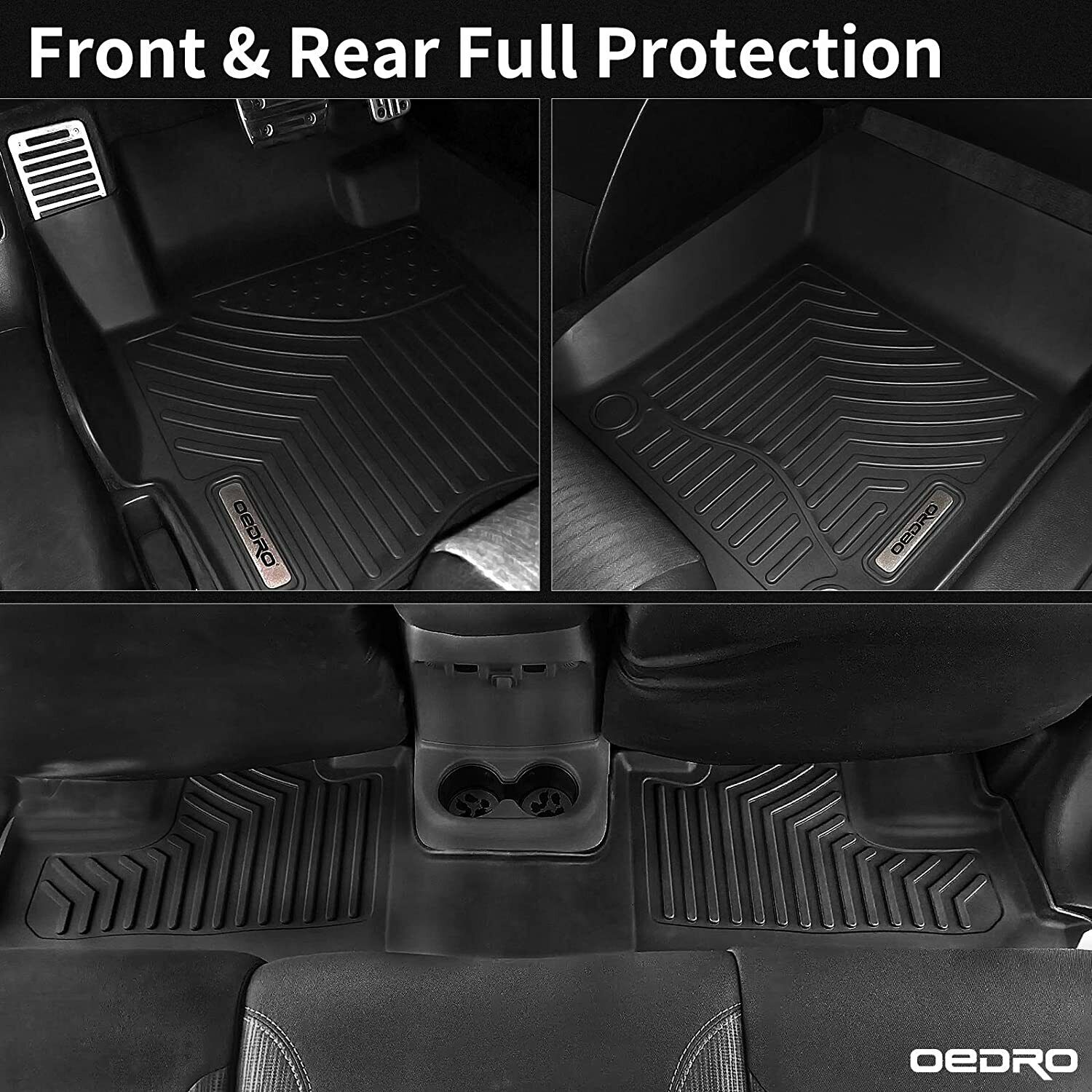 YITAMOTOR Floor Mats for 2014-2018 Chevy Sliverado /GMC Sierra 1500 Double Cab, 2015-2019 Chevy Silverado/GMC Sierra 2500HD 3500HD, 2019 Silverado LD/Sierra Limited, All Weather Guard 1st and 2nd Row