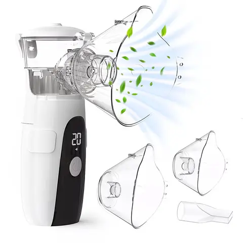 1pcs Portable Handheld Mesh Nebulizer Machine - Medical-Grade Mute Device with Adjustable Nebulization Rate, Convenient USB Cable, Adult Mask, Bite Mouthpiece, for Adults' Asthma, Cough Relief, Travel & Home Care Supply (Suitable for Children)
