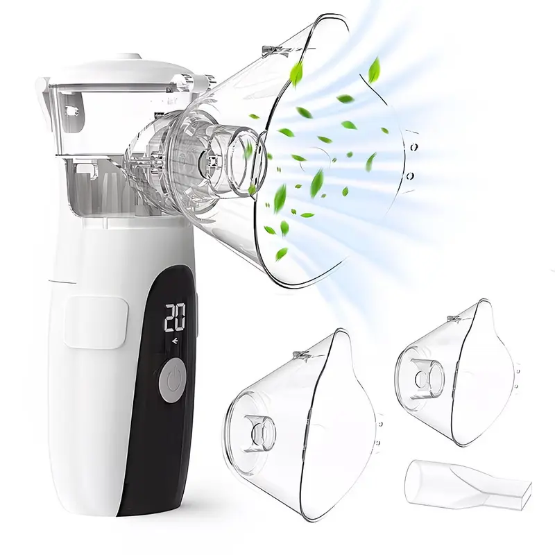 1pcs Portable Handheld Mesh Nebulizer Machine - Medical-Grade Mute Device with Adjustable Nebulization Rate, Convenient USB Cable, Adult Mask, Bite Mouthpiece, for Adults' Asthma, Cough Relief, Travel & Home Care Supply (Suitable for Children)