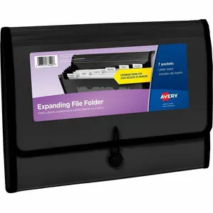 Avery AVE73550 7 Pocket Black File Folder