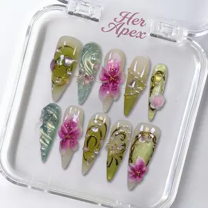 Her Apex Nails Celeste Handmade Press-On Nails - Beauty Products with Glossy Design, Reusable, Salon-Quality, Long-Lasting, Included Box