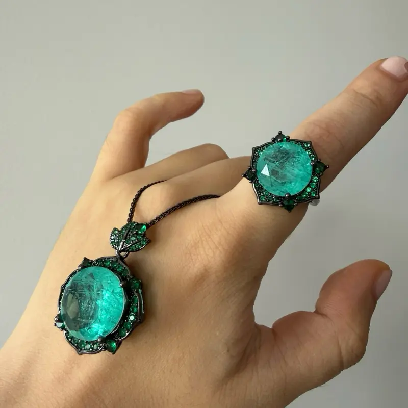 Green Dragon- Core Set - Lab-Grown Emerald - Adjustable Size - Tarnish Proof