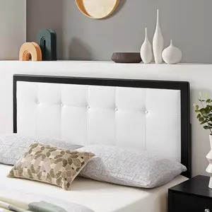 Modway Draper Tufted Twin Fabric and Wood Headboard in Black White
