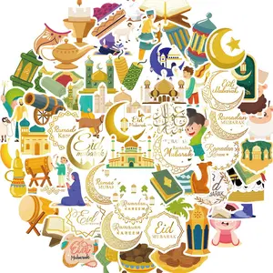 Ramadan and Eid Stickers, 70pcs/set Islamic Ramadan Stickers for Home Decorations, Gift Bags, Laptop Skateboard, Water Bottles, Scrapbook, Ornaments