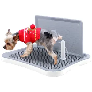 HalloStark Pee Pad Holder, Indoor Dog Potty for Dogs, Dog Pad Holder, Puppy Potty Training Tray with Splash Wall & Center Post, 20.1"×15.4", White